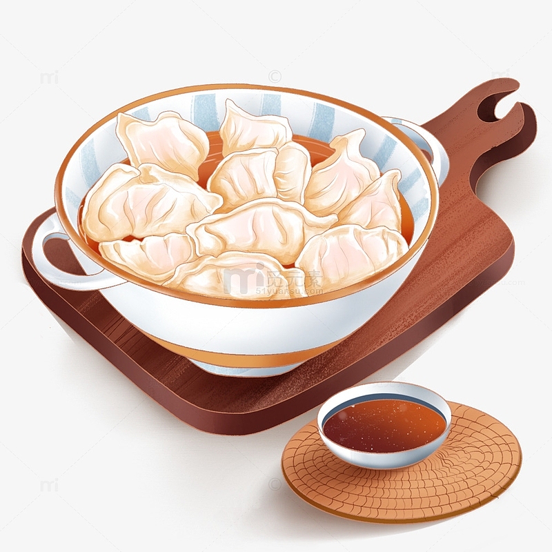 手绘水饺热气腾腾 饺子 冬至美食素材免费下载_觅元素