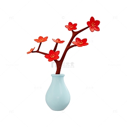 冬天花瓶梅花树枝装饰