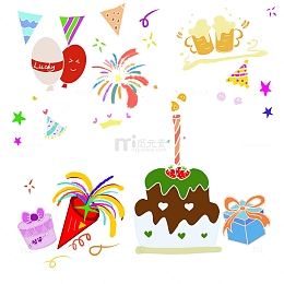 彩色可爱祝你生日快乐祝福语礼物庆祝元素