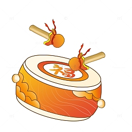 新年喜庆小年除夕敲锣打鼓手绘锣鼓装饰元素