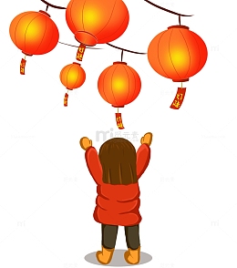 中国风手绘元宵节猜灯谜元素
