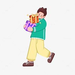 扁平简约送礼物购物人物插画