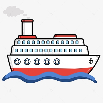 红色游轮矢量卡通图