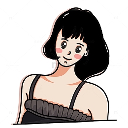 短发女生头像自拍卡通手绘人物插画