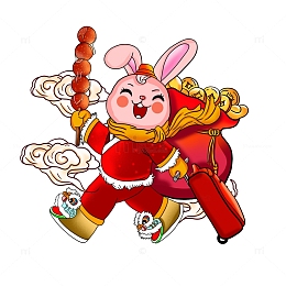 新年春节除夕兔子小插画