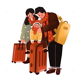 扁平简约带着行李回家过年