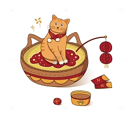红色喜庆新年灯笼红包玩具烟花可爱猫咪