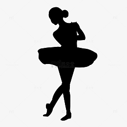 黑白剪影跳舞光影影子舞者女士芭蕾舞手绘图