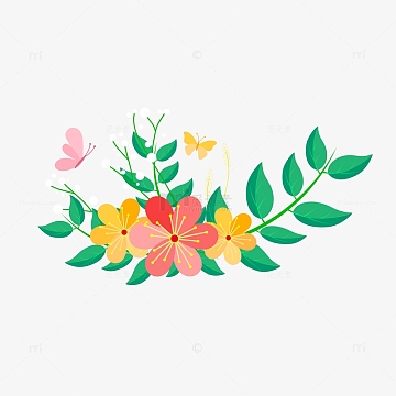 小清新花草蝴蝶矢量插画aipng卡通简约扁平农民人物头像元素图psdpng