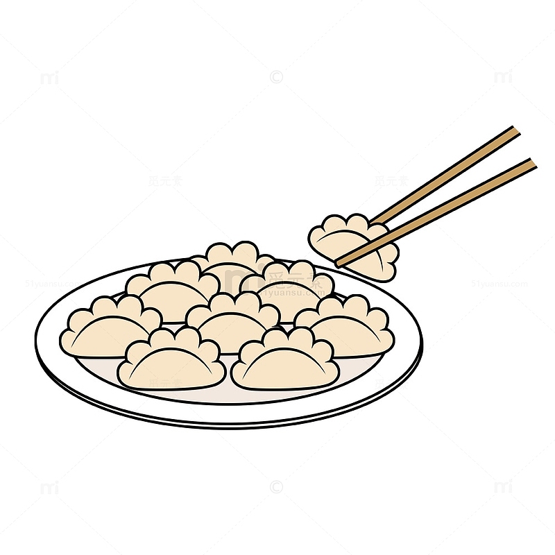 白色卡通饺子手绘图