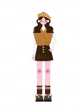 黄色粉色毛衣可爱女生