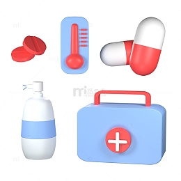 3D立体医疗用品防护治疗元素