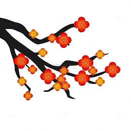 冬季梅花插画卡通元素