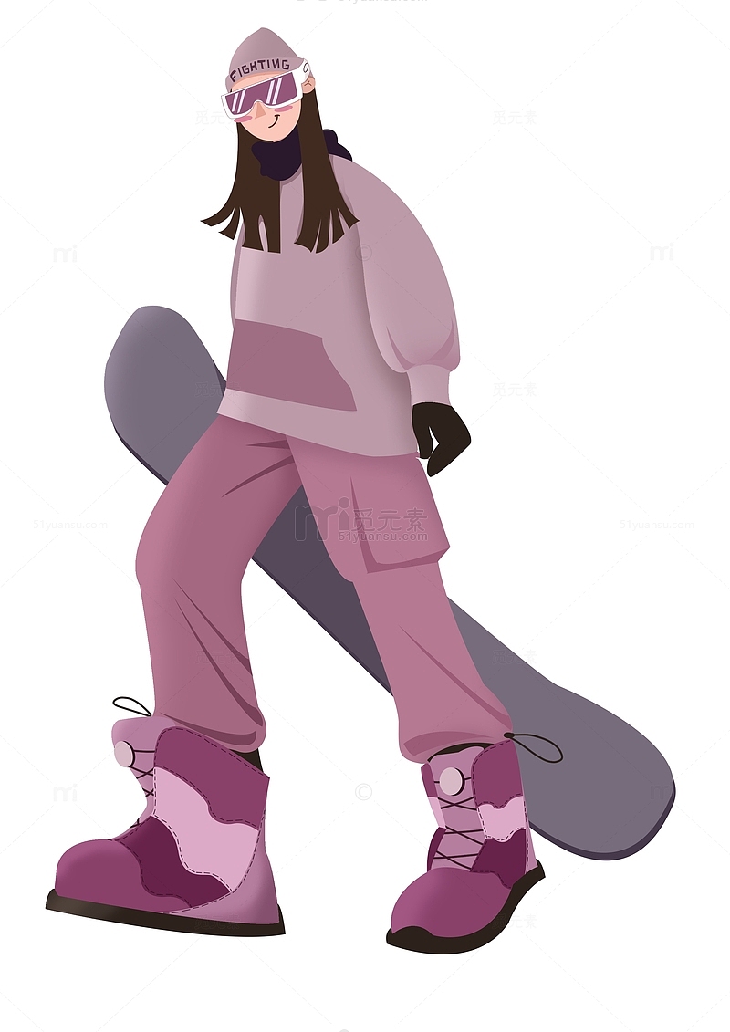 粉色紫色酷酷的滑雪女生