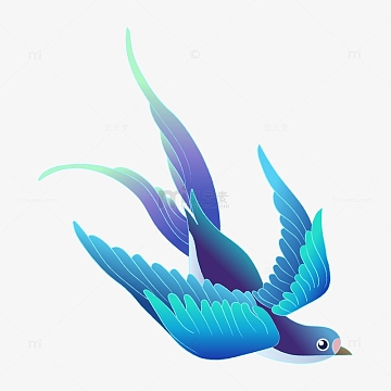 燕子字体元素(1000x1000)aipng绿色小清新扁平春天迎春花燕子立春手绘