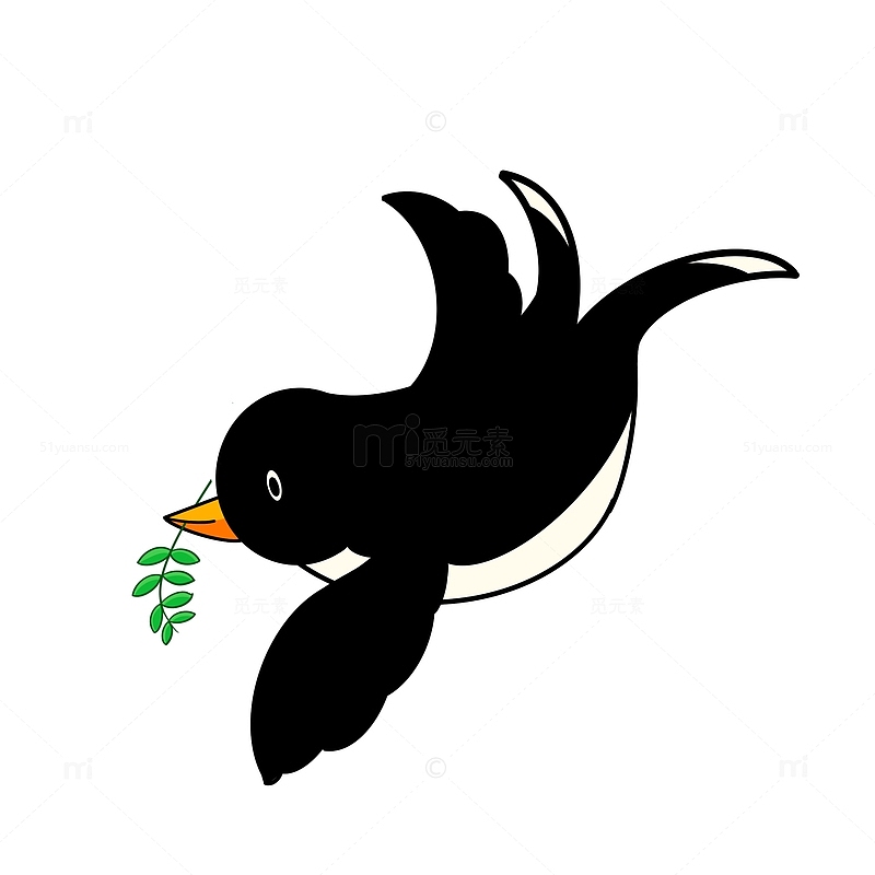 黑色柳枝燕子动物元素