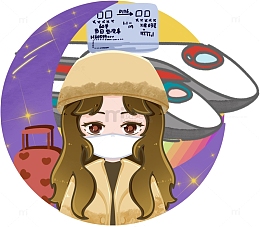 过年回家手绘卡通背景元素