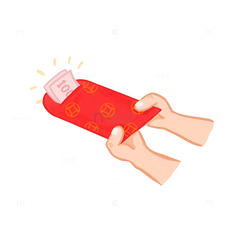 2023春节新年拜年压岁钱发红包手绘图