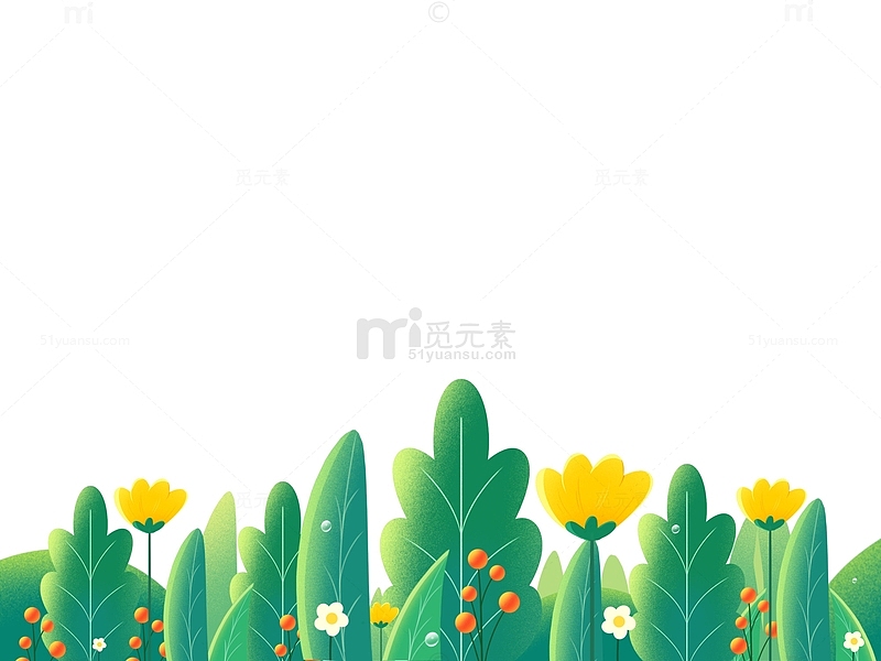 春天花草植物卡通花朵绿色植物元素