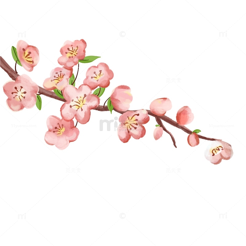 粉色调小清新春季立春花朵粉色花儿枝丫元素