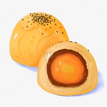 psdpng蛋黄酥甜点甜品蛋糕美食吃货手绘卡通(2000x2000)psdpng金色