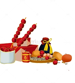 中国风手绘年货节坚果元素