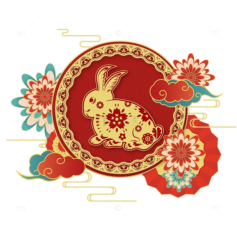 红色大气春节传统节日兔年素材
