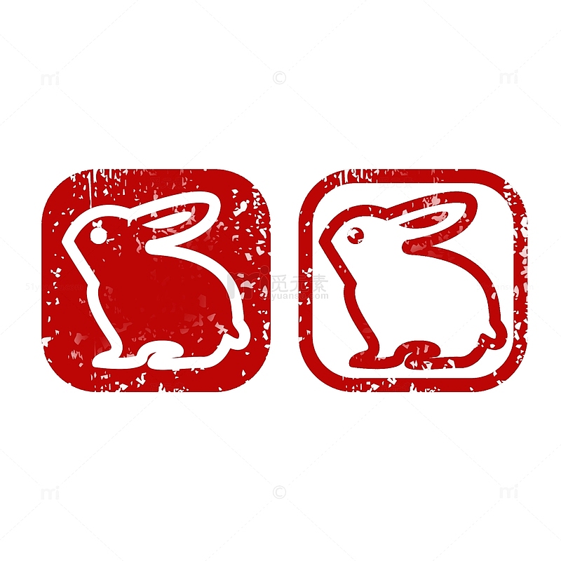 兔年红色印章元素