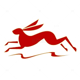 剪纸装饰红色兔年元素