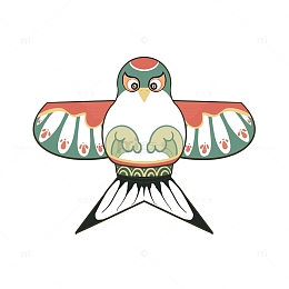 绿色手绘卡通纸鸢