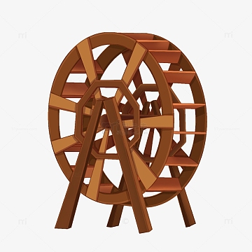 手绘卡通风农业农具龙骨水车元素