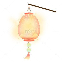手绘新年春节元宵节发光手提灯笼
