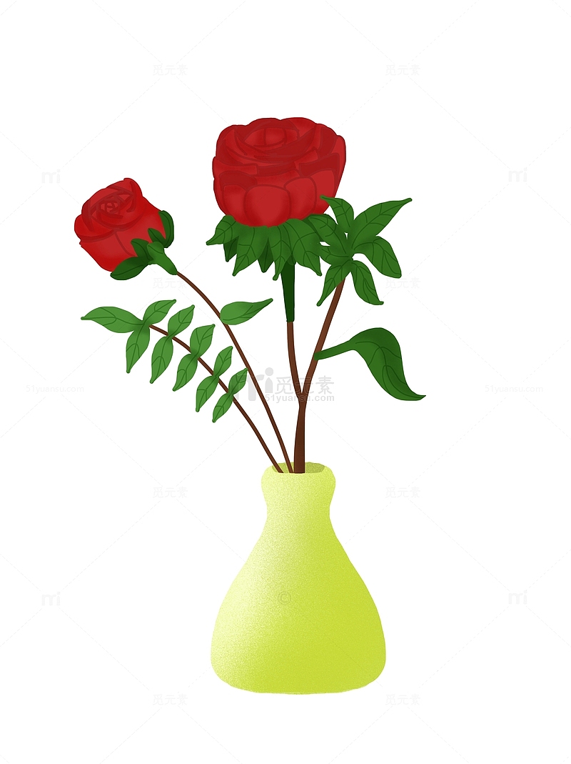 红色扁平风格玫瑰花