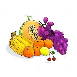 一堆手绘水果年货