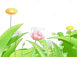 绿色小清新草丛植物花朵手绘装饰立春元素