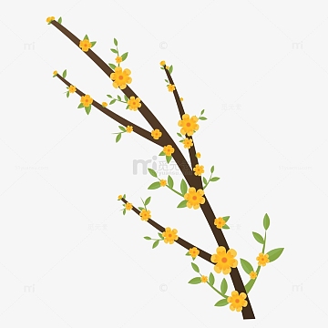 黄色迎春花卡通手绘图