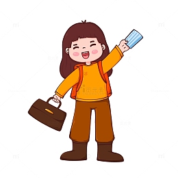 女孩过年抢票成功开心免抠元素