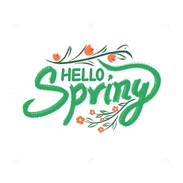 绿色清新立春花朵手绘字体