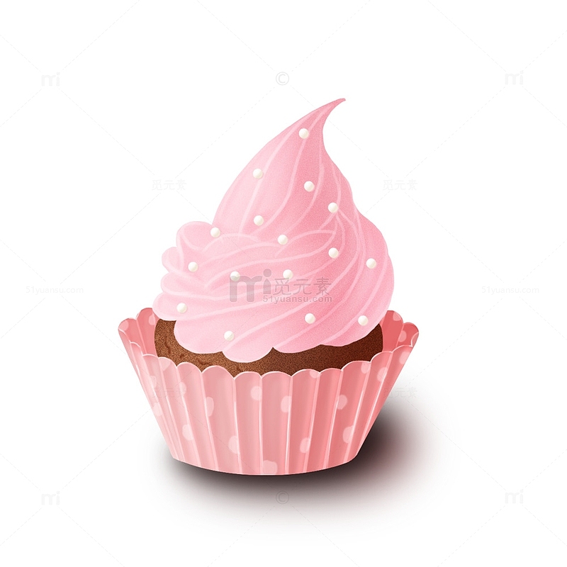 粉色小清新纸杯蛋糕元素