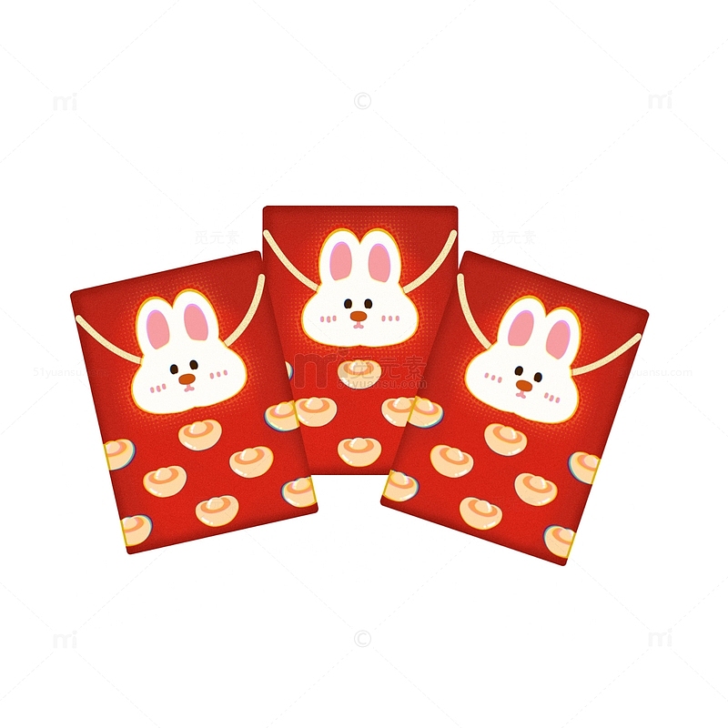 2023新年兔子红包手绘图