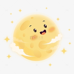 卡通可爱月亮笑脸表情包装饰元素插画