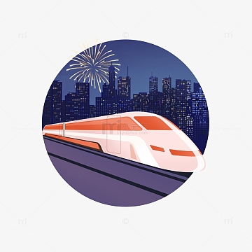 春运回家高铁手绘图