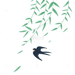 春天杨柳燕子卡通免扣元素