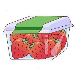 红色简约一盒草莓手绘图