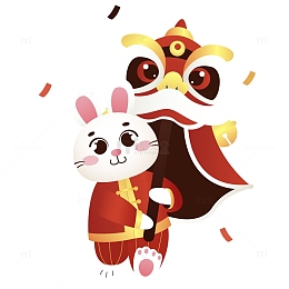 2023新年开门红兔子舞狮喜庆卡通元素