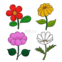 彩色小清新花朵素材