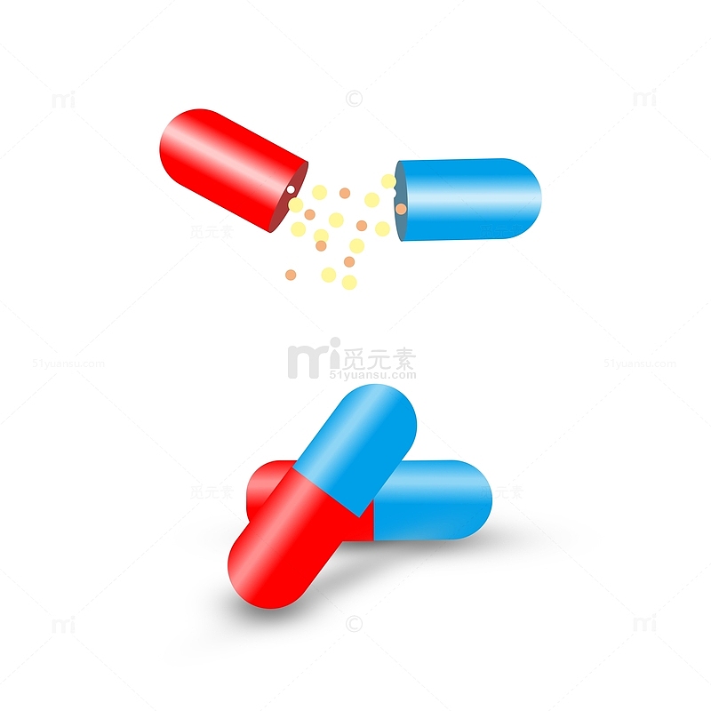 蓝红色3d防疫医疗胶囊药丸元素