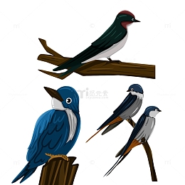 手绘立春春天燕子插画