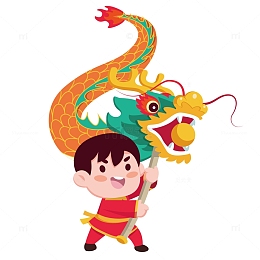 新年开门红开门大吉舞龙舞狮喜庆可爱卡通