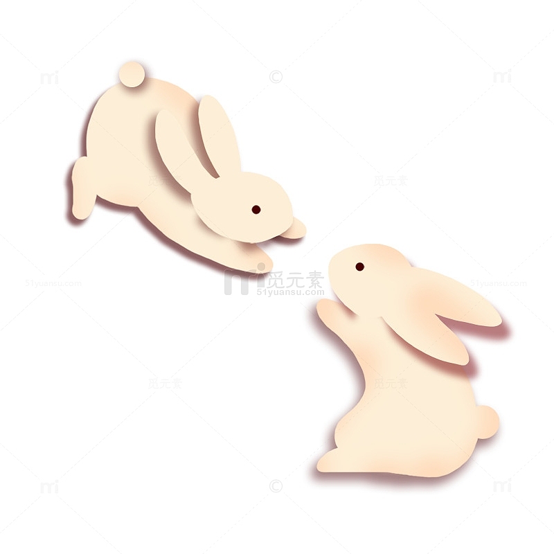 兔年剪纸风玉兔元素